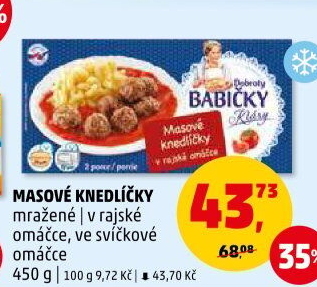 Knedlíčky masové v rajské omáčce mražené Dobroty babičky Kláry