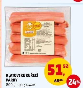 Kuřecí klatovské párky DZ Klatovy