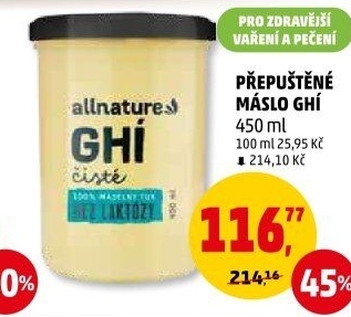 Přepuštěné máslo Ghí Allnature