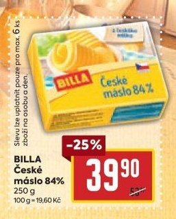 BILLA České máslo 84%