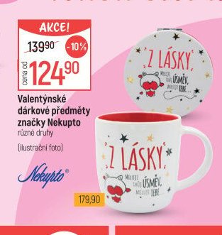 Valentýnské dárkové předměty značky Nekupto