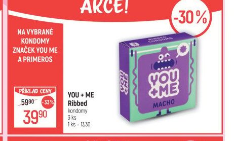 YOU + ME Ribbed kondomy 3 ks