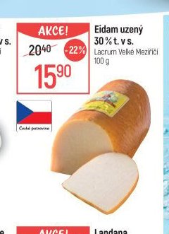 Eidam uzený 30 % t. v s.