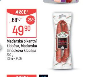 Maďarská pikantní klobása, Maďarská lahůdková klobása