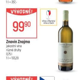 Znovín Znojmo jakostní vína různé druhy