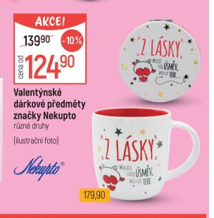 Valentýnské dárkové předměty značky Nekupto