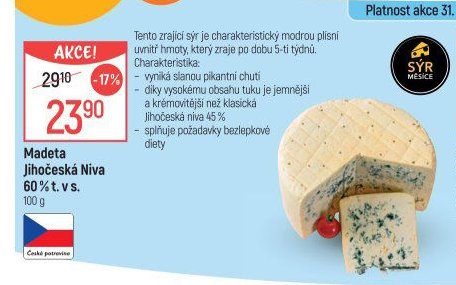 Madeta Jihočeská Niva 60% t. v s.