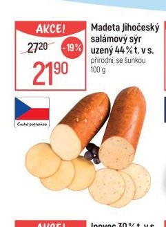 Madeta Jihočeský salámový sýr uzený 44% t. v s.