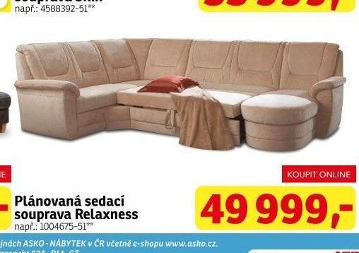 Plánovaná sedací souprava Relaxness - ASKO akcniletaky.com