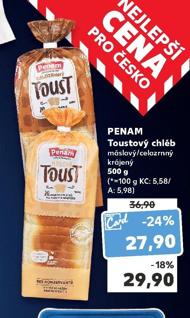 PENAM Toustový chléb máslový/celozrnný