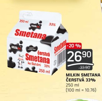 MILKIN SMETANA ČERSTVÁ 33%
