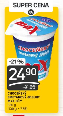 CHOCEŇSKÝ SMETANOVÝ JOGURT MAX BÍLÝ