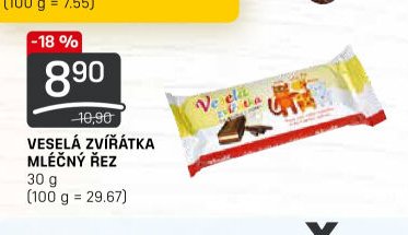 VESELÁ ZVÍŘÁTKA MLÉČNÝ ŘEZ