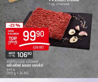 KOSTELECKÉ UZENINY MĚLNĚNÉ MASO HOVĚZÍ