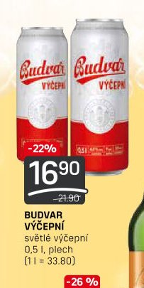 Budvar výčepní světlé výčepní 0,5 l, plech