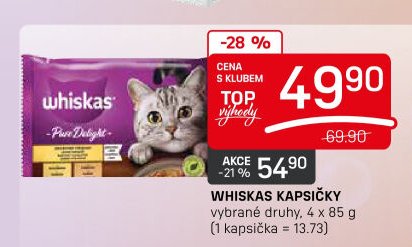 Whiskas kapsičky vybrané druhy, 4 x 85 g