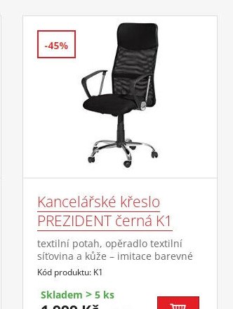 Kancelářské křeslo PREZIDENT černá K1 - IDEA nábytek akcniletaky.com