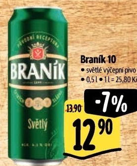 Pivo světlé výčepní 10° Braník