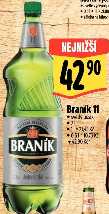 Pivo světlý ležák 11° Jedenáctka Braník