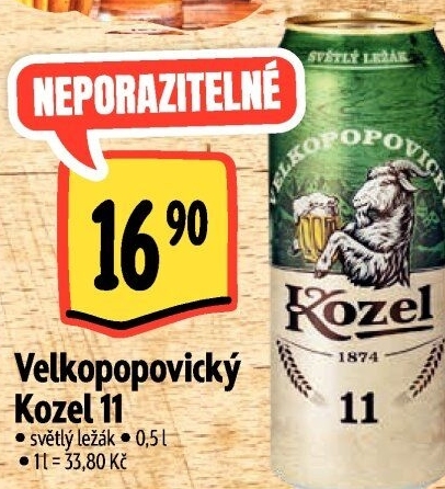Pivo světlý ležák 11° Medium Velkopopovický Kozel
