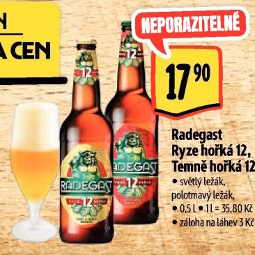 Pivo světlý ležák 12° Ryze hořká Radegast