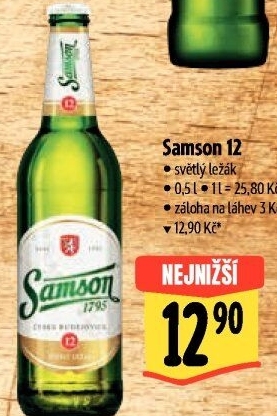 Pivo světlý ležák 12° Samson