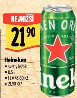 Pivo světlý ležák Heineken
