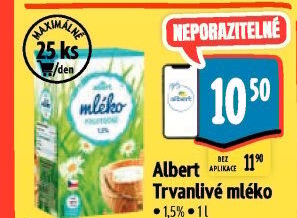Mléko trvanlivé Albert - 1,5% polotučné