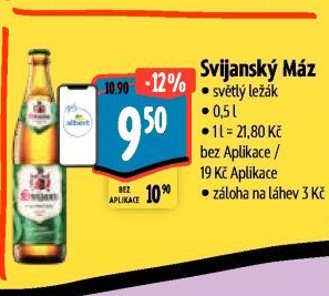 Pivo světlý ležák 11° Svijanský Máz Svijany