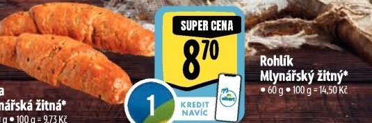 Rohlík Mlynářský žitný Albert