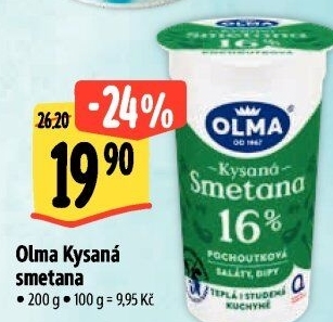 Smetana zakysaná Olma 16%