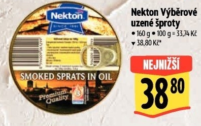 Šproty uzené v oleji výběrové Nekton