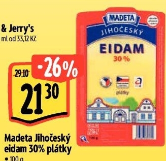 Sýr Eidam Jihočeský 30% Madeta