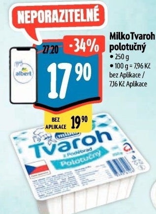 Tvaroh polotučný z Poděbrad Milko