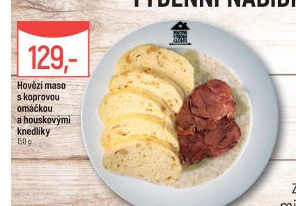 Hovězí maso s koprovou omáčkou a houskovými knedlíky