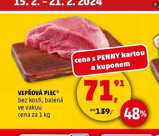 VEPŘOVÁ PLEC bez kosti, balená ve vakuu