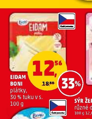 EIDAM BONI plátky, 30 % tuku v s.