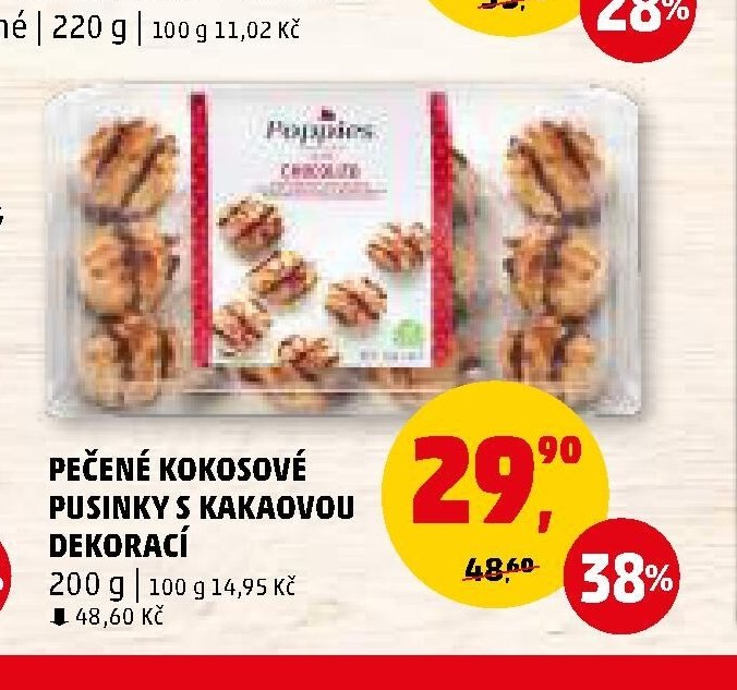 PEČENÉ KOKOSOVÉ PUSINKY S KAKAOVOU DEKORACÍ