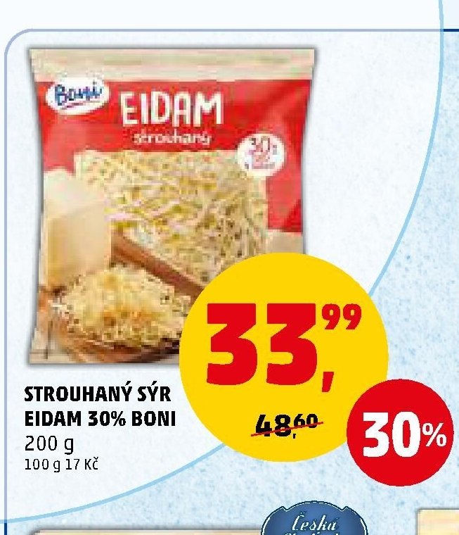 Strouhaný sýr Eidam 30% Boni