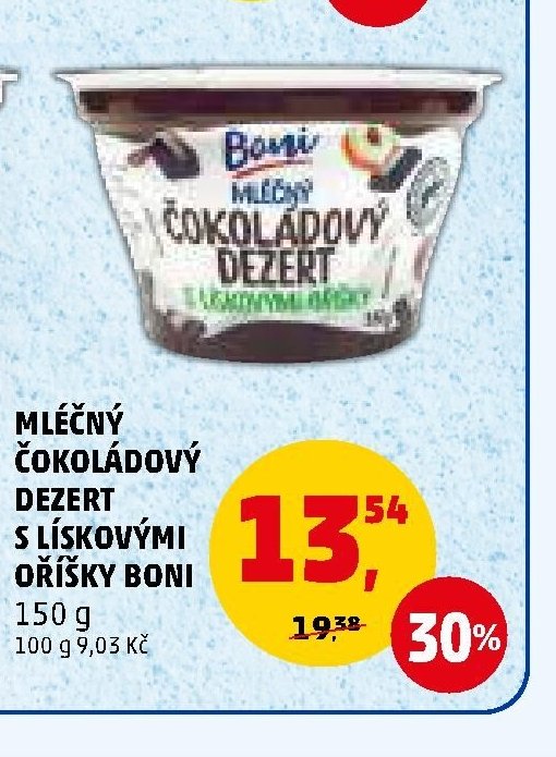 Mléčný čokoládový dezert s lískovými oříšky Boni
