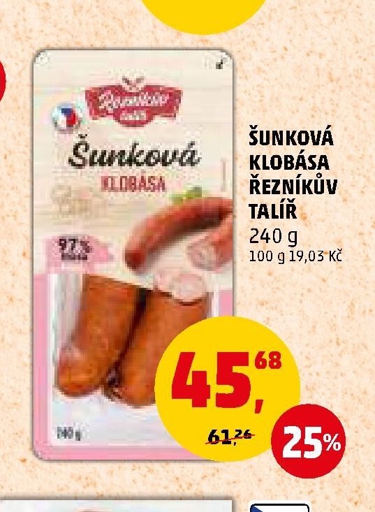 ŠUNKOVÁ KLOBÁSA ŘEZNÍKŮV TALÍŘ 240 g