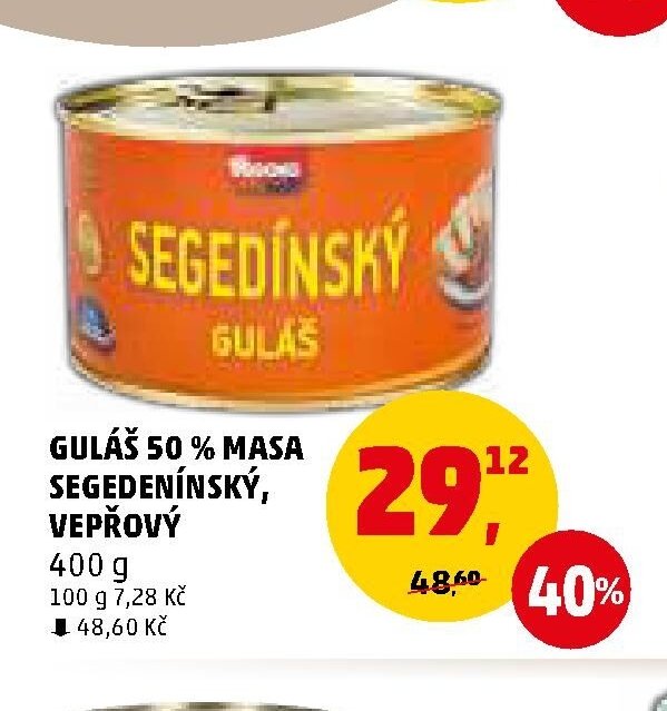 GULÁŠ 50 % MASA SEGEDÍNSKÝ, VEPŘOVÝ