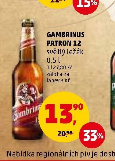 GAMBRINUS PATRON 12 světlý ležák