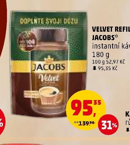 VELVET REFILL JACOBS instantní káva 180 g