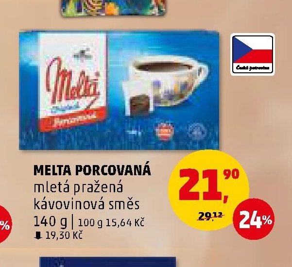 MELTA PORCOVANÁ mletá pražená kávovinová směs 140 g