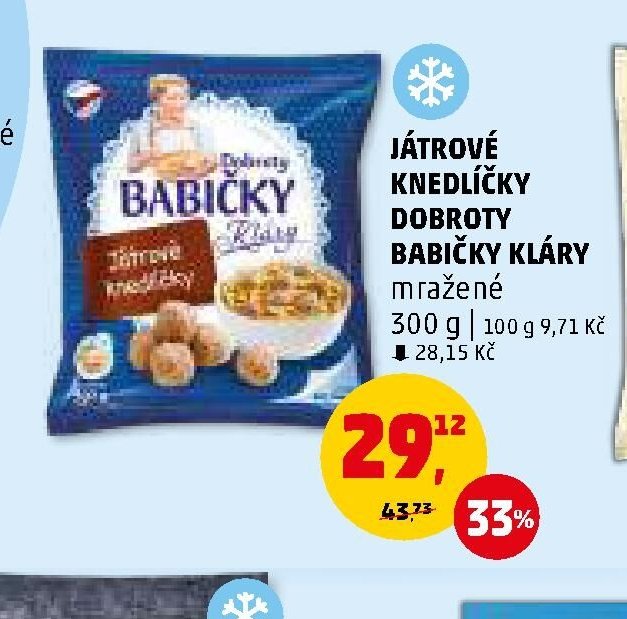 JÁTROVÉ KNEDLÍČKY DOBROTY BABIČKY KLÁRY mražené 300 g