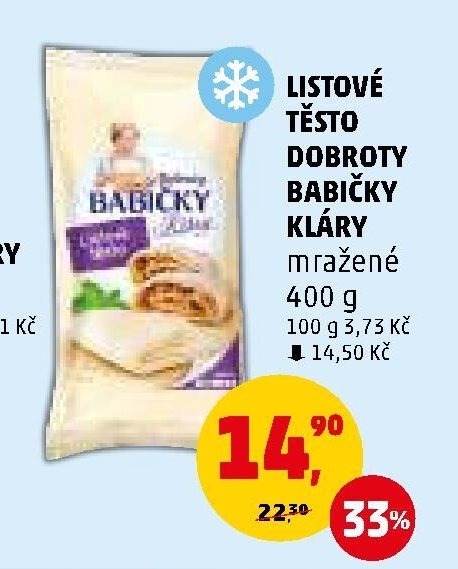 LISTOVÉ TĚSTO DOBROTY BABIČKY KLÁRY mražené 400 g