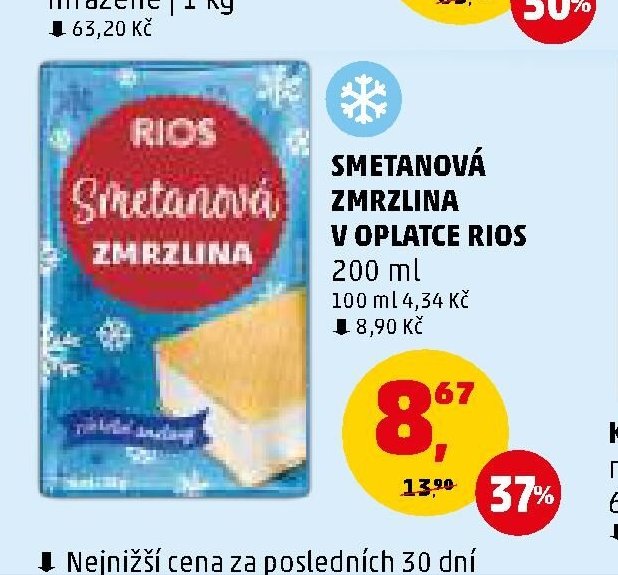 SMETANOVÁ ZMRZLINA V OPLATCE RIOS 200 ml