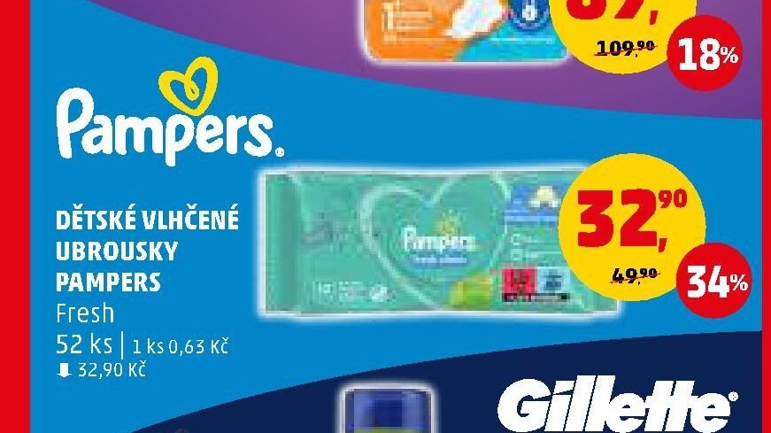 DĚTSKÉ VLHČENÉ UBROUSKY PAMPERS Fresh