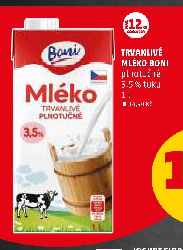 TRVANLIVÉ MLÉKO BONI plnotučné 3,5 % tuku